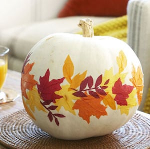 No Carve Fall Leaves Pumpkin Decorating Idea