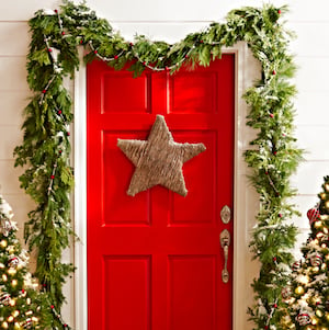 Twine Star decoraciones navideñas rústicas para la puerta de entrada