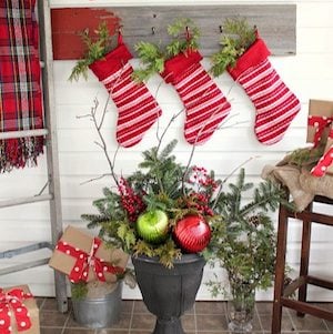 DIY Christmas Urns on the porch