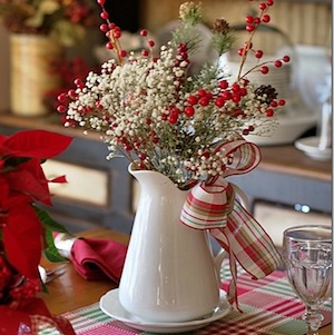 Christmas Porcelain Pitcher centerpiece 