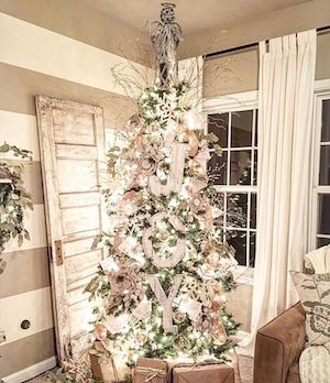 white Joy Wood Letter Christmas Tree