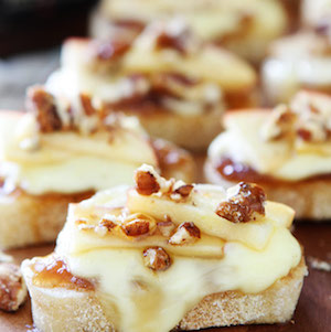 Brie, Apple, and Honey Crostini