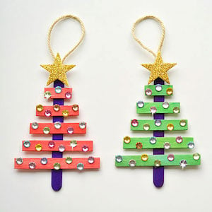 Glittering Popsicle Stick Christmas Trees