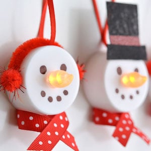 Tea Light Snowman Ornament Christmas craft for kids