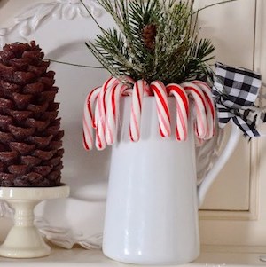 farmhouse Pitcher of Candy Canes