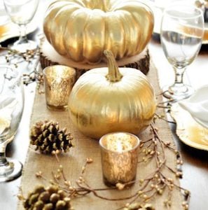 thanksgiving gold table decorations