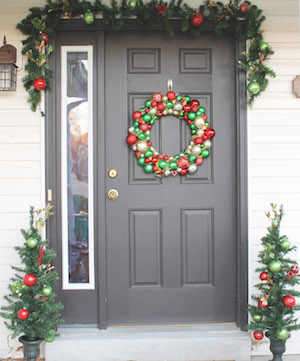 Red and Green Christmas Ornament Porch