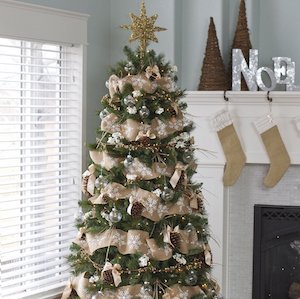 rustic burlap Christmas tree