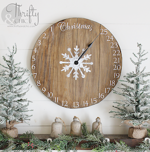 reloj de madera rústico calendario de adviento para navidad