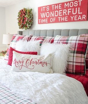 Plaid Farmhouse Christmas Bedroom