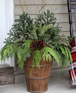 Farmhouse Winter Porch Pot