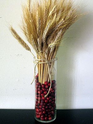 Wheat and Cranberry Vase