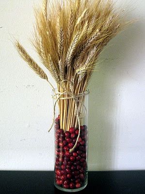 wheat and cranberry vase