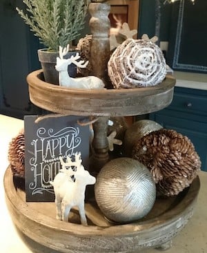 rustic Wooden Tiered Tray Christmas Decoration
