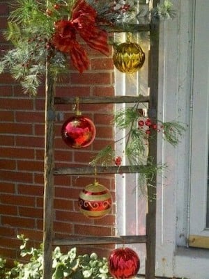 DIY Ladder Christmas Decorations for the porch