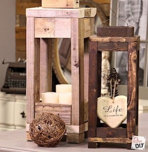 rustic scrap wood lantern decorations