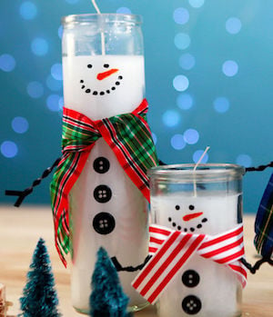 Dollar Store Christmas Candle Snowmen Decorations