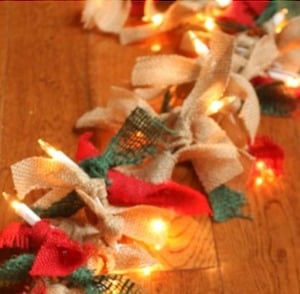 Lighted Burlap Christmas garland