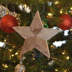 Patchwork Star rustic christmas decoration for the tree