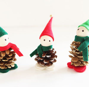 Pinecone Elves Christmas craft for kids