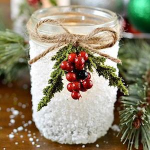 Snowy Mason Jar manualidad navideña para adultos