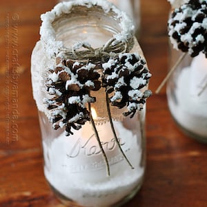 Accesorios de cono de pino cubierto de nieve