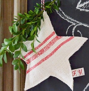 Grain Sack Star Christmas Ornaments 