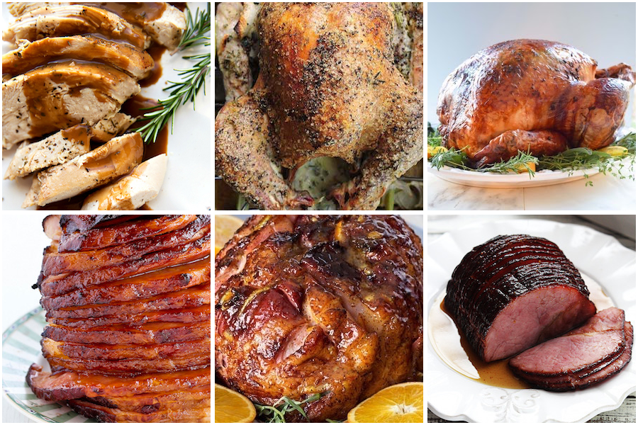 thanksgiving turkey and ham