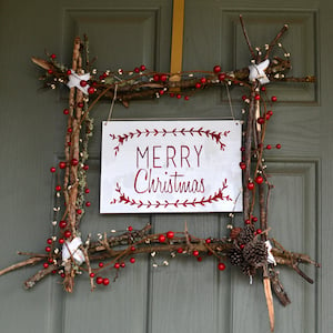 Scandinavian twig frame Christmas Wreath