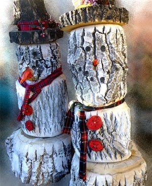 DIY Log Snowman 