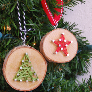 Wood Slice String Art Ornament