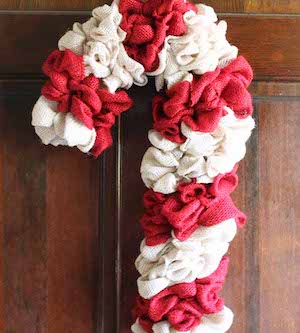 Burlap Candy Cane Wreath