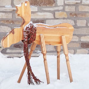 Wood Moose Christmas Decoration 