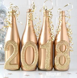 New Years Wine Bottle Centerpiece Decoration 