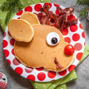 Christmas Rudolph the Red Nose Reindeer Pancakes breakfast idea