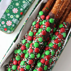 Caramel Chocolate Pretzel Rods Christmas Treats