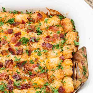 Make Ahead Cheesy Tater Tot Breakfast Bake