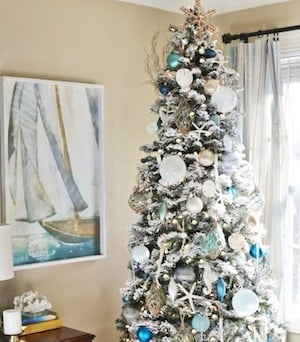 Flocked Coastal Christmas Tree