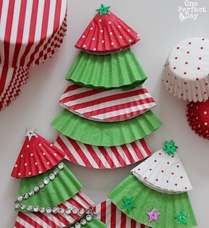 Cupcake Liner Christmas Trees 