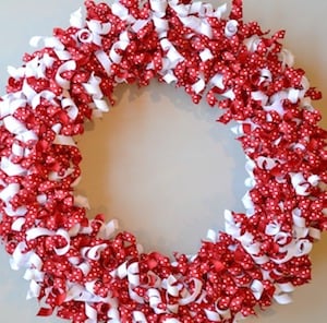 Red and White Ribbon Wreath