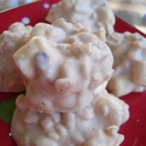 Christmas White Chocolate Peanut Butter Krispies Candy Recipe