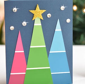 Tarjetas navideñas con trocitos de pintura 