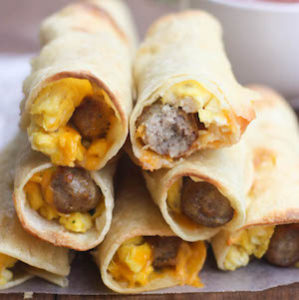 Egg and Sausage Breakfast Taquito for christmas morning
