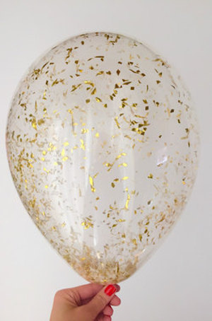 gold Glitter and Confetti Balloons