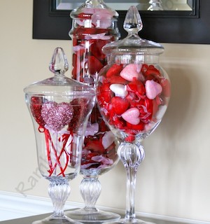 Valentine's Day Apothecary Jars Decoration idea