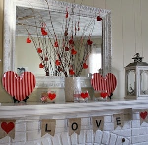 Valentine's Day Mantel Decoration Idea