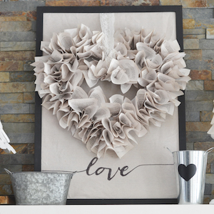 Neutral Valentines Day Mantel decor