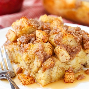 Overnight Cinnamon Sugar Apple Baked French Toast Casserole