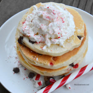 Peppermint and Chocolate Chips Pancakes