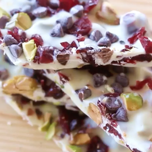 Cranberry Pistachio White Chocolate Bark